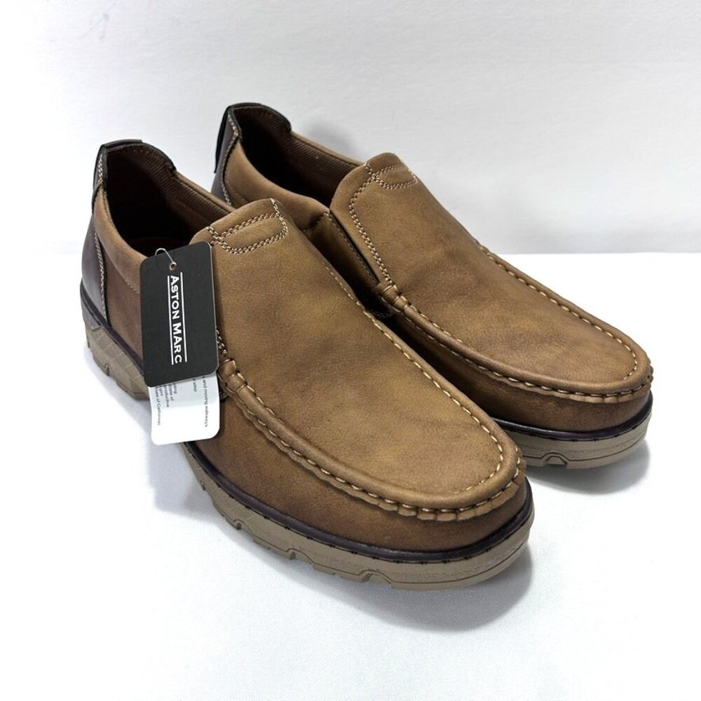 Aston Marc Brill-01 Comfort Slip On Loafer Men's Shoes‎ Tan US 8.5